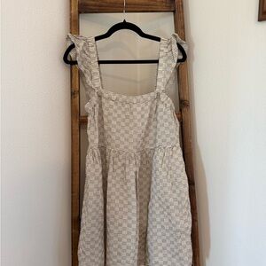 Madewell Ruffle Strap Mini Dress Cream Brown Stripe Size Medium